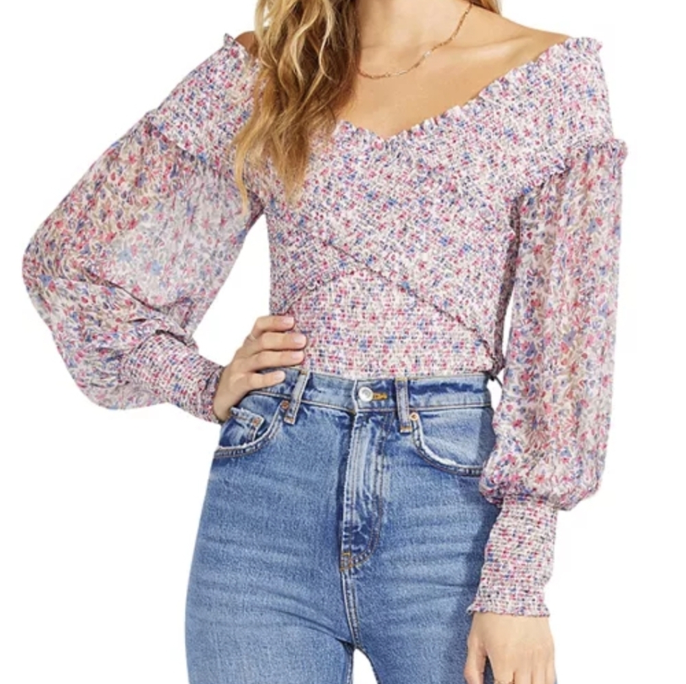 BBDakota By Steve Madden Smock Factor Floral Print Top